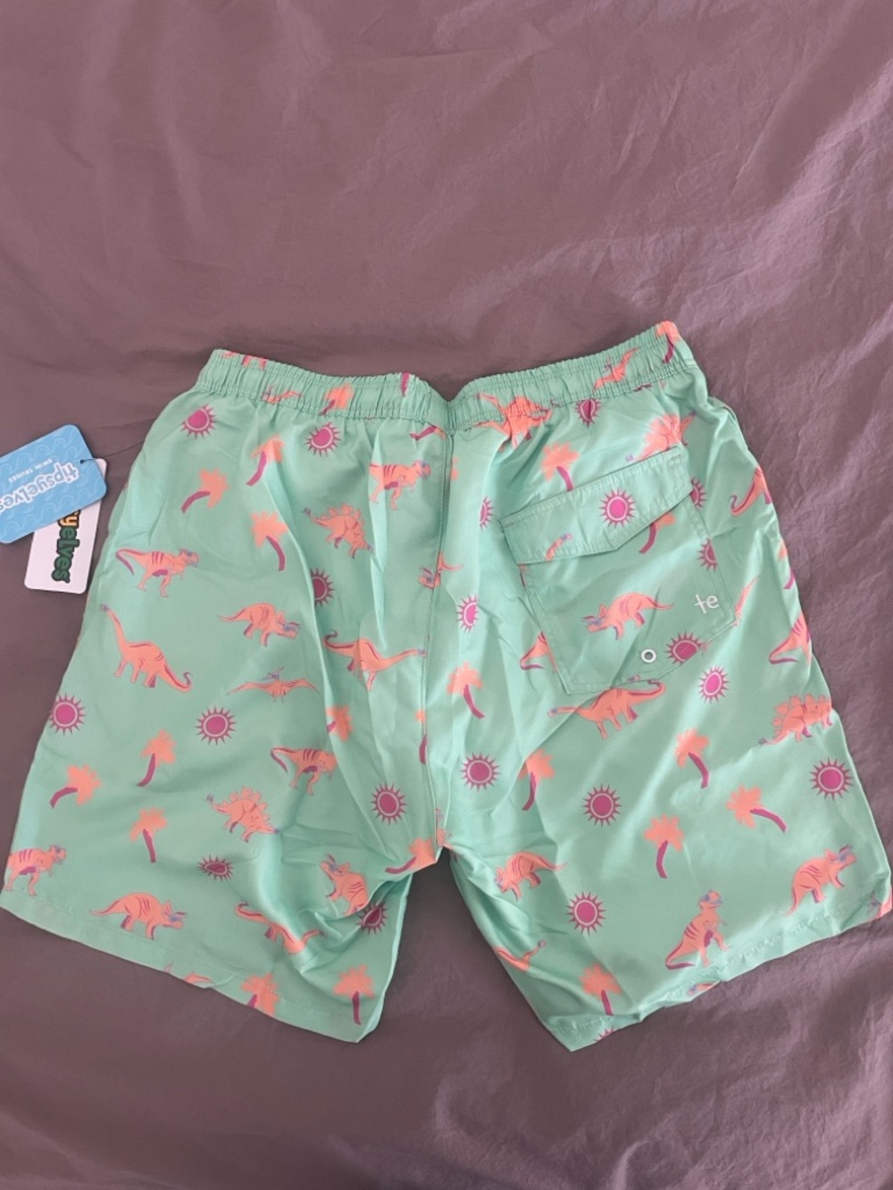 Tipsy Elves Dinosaur Desert Swim Trunks | 7" Inseam | Size L | NEW fun print - Picture 4 of 10